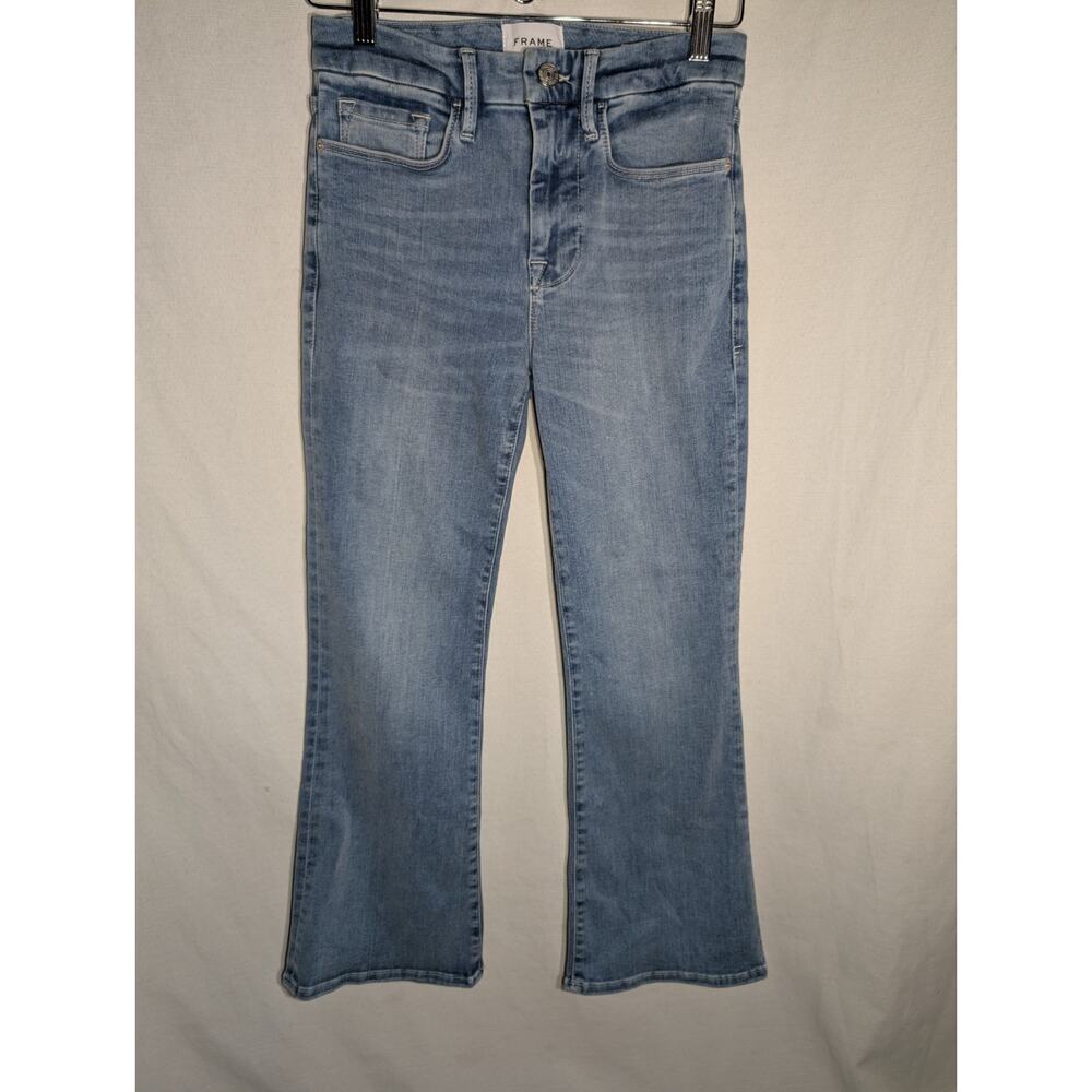Frame Womens Le One Crop Mini‎ Boot Jeans Size 1 Blue Denim Bootcut Designer